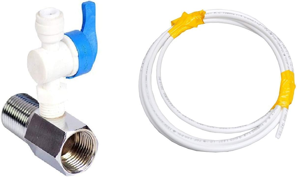 Quntto Plastic Inlet Valve Connector with Coupling with Pipe 2 Meter for Ro Uv Water Filter Purifier (1/4" Size)