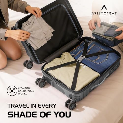 Image of Aristocrat Lineo Set of 3 Trolley 55, 65 & 75cm | S+M+L | Hard Luggage | 8-Wheel Suitcase for Travel | Combination Lock with Anti-Theft Zipper | Polycarbonate | 3 Years International Warranty (Grey)