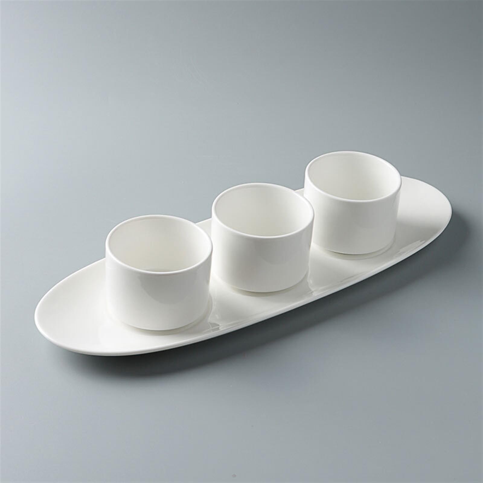 Ciotoline da Snack Bianco puro Tre piatti consecutivi Snack Bowl Pre-cena Piatto piccolo Piatto freddo Piatto rettangolare Stoviglie speciali Piatti Snack Ceramica