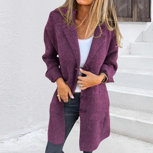 Womens Long Jackets Lapel Button Down Open Front Cardigan Coats Lightweight Single Breasted Long Sleeve Trench Coat2