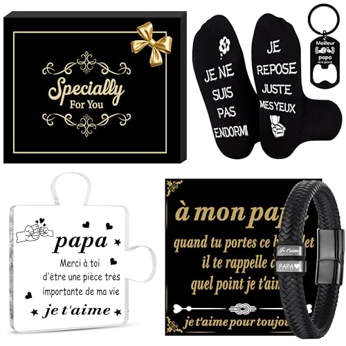 Merclix Idee Cadeau Papa Original Anniversaire Noel Fete Des Peres Chaussette Porte Clef Bracelet Coffret Homme...