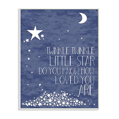 The Kids Room by Stupell Navy Textural Twinkle Little Star Typography Wall Plaque Art, 10 x 0.5 x 15, Proudly Made in USA