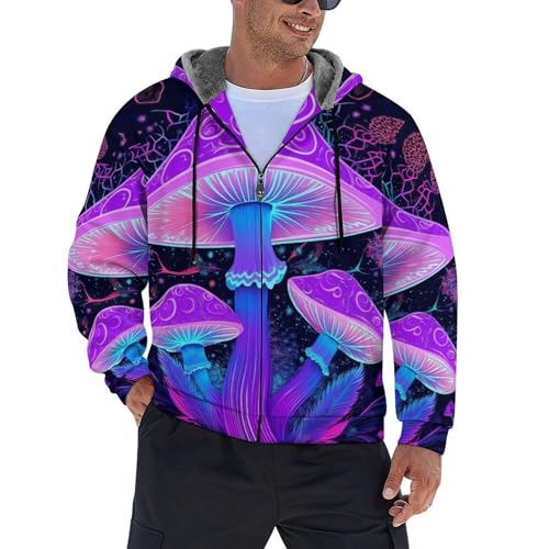 Sweat à capuche en polaire zippé homme veste champignons fluo S-5XL