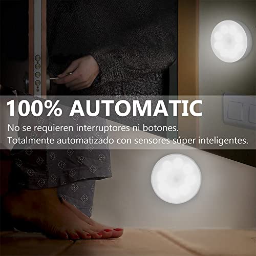 Image of 3PCS Motion Sensor Lights, USB Rechargeable LED Night Light with Magnet,Led Light for Indoors,Night Light for Lobby,Basement,Garage,Bathroom,Wardrobe,Kitchen,Stairs,Stop Light (White)