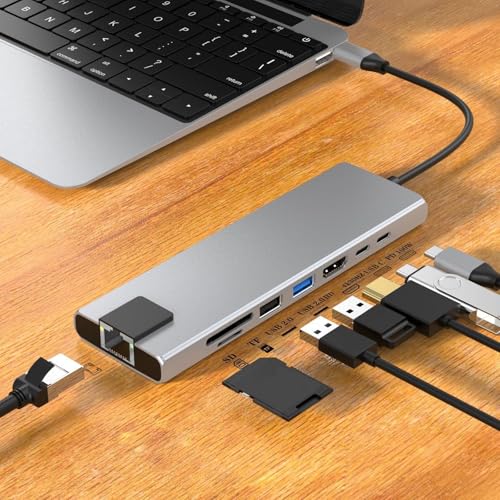 Adaptateur USB C HDTV station d'accueil 8 ports USB3.0 et recharge PD100W