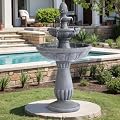 Grepatio Italian Outdoor Water Fountain, 3 Tiers Bubbler Garden Waterfalls Fountains, 40.6" H Tall Roman Pillar Floor Water Fountain for Indoor, Yard, Lawn and Garden Décor