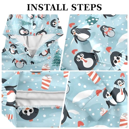 Kids Hoodies Sweaters Christmas Xmas Penguin Hooded Sweatshirts with Big Pockets for Boys Girls B04004373