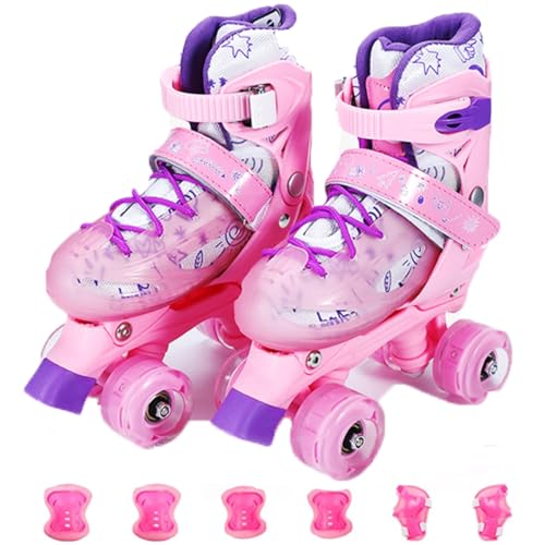 Mejores review On-line Patines niña aprendizaje los preferidos por los clientes. 33 Patines para niñas con Kit de Protección y Entrenamiento, Patines 4Niveles de Ajuste con Ruedas Lluminadas, Rodamiento ABEC-7, Patine Fitness para Principiante Hombres Mujeres...