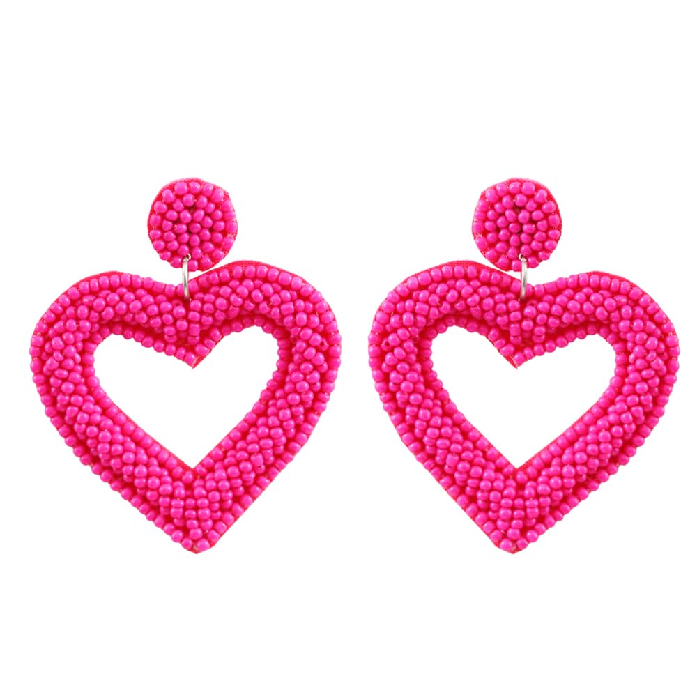 University Trendz Valentine Beaded Dark Pink Heart Drop & Dangler Earrings For Women (B0CSSX1ZTH) Amazon Price History, Amazon Price Tracker