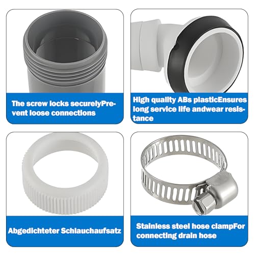 Waschmaschine Abfluss Adapter,Ablauf 40mm Rohr Mit Schlauchschelle,Einlaufstutzen 19-24 Mm,Abfluss Waschmaschine,Waschmaschinenanschluss Abfluss,Passend FüR GeschirrspüLer,Trockner,Waschmaschine