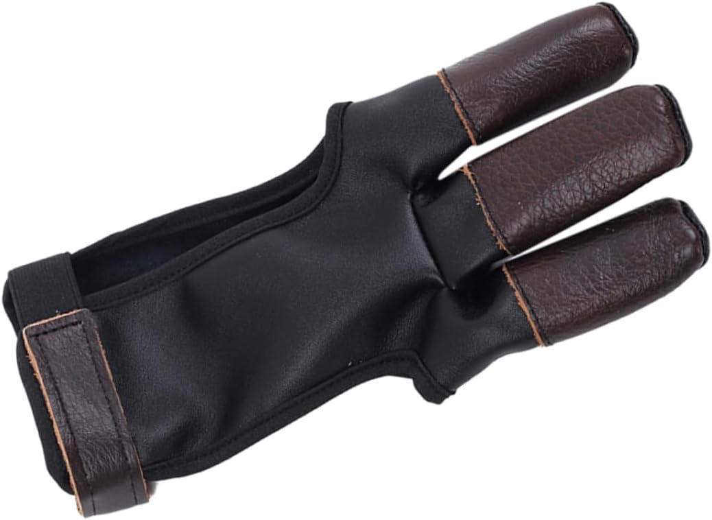 BESTonZON Archery Three Finger Protective Glove Durable PU Material for Optimal Grip Essential Bow Arrow Accessory
