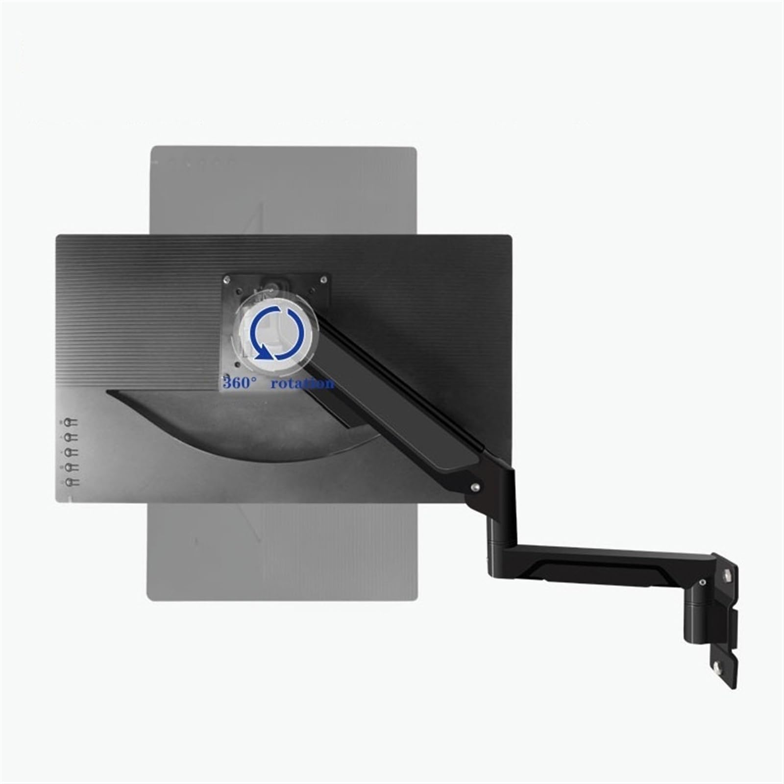 Podstawa monitora Ramię monitora Mocowane na ścianie ramię monitora z półką na laptopa, aluminiowa sprężyna gazowa Pełnoruchowe ramię uchwytu do laptopa Pasuje do maksymalnie 32-calowych ekranów o wad
