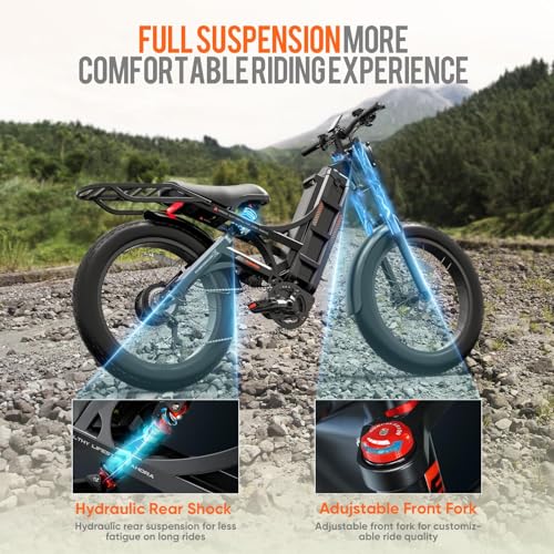 Image of 2026 eAhora Romeo Pro 3 /2 52-46 Mph Electric Bike for Adults, 6000W /4000W /2500W Dual Motor Ebike 60V 80Ah /52V 70Ah Battery 235+Miles Long Range, 26*4.0 inch /20*4.5 inch Fat Tire, Full Suspension, All Terrain