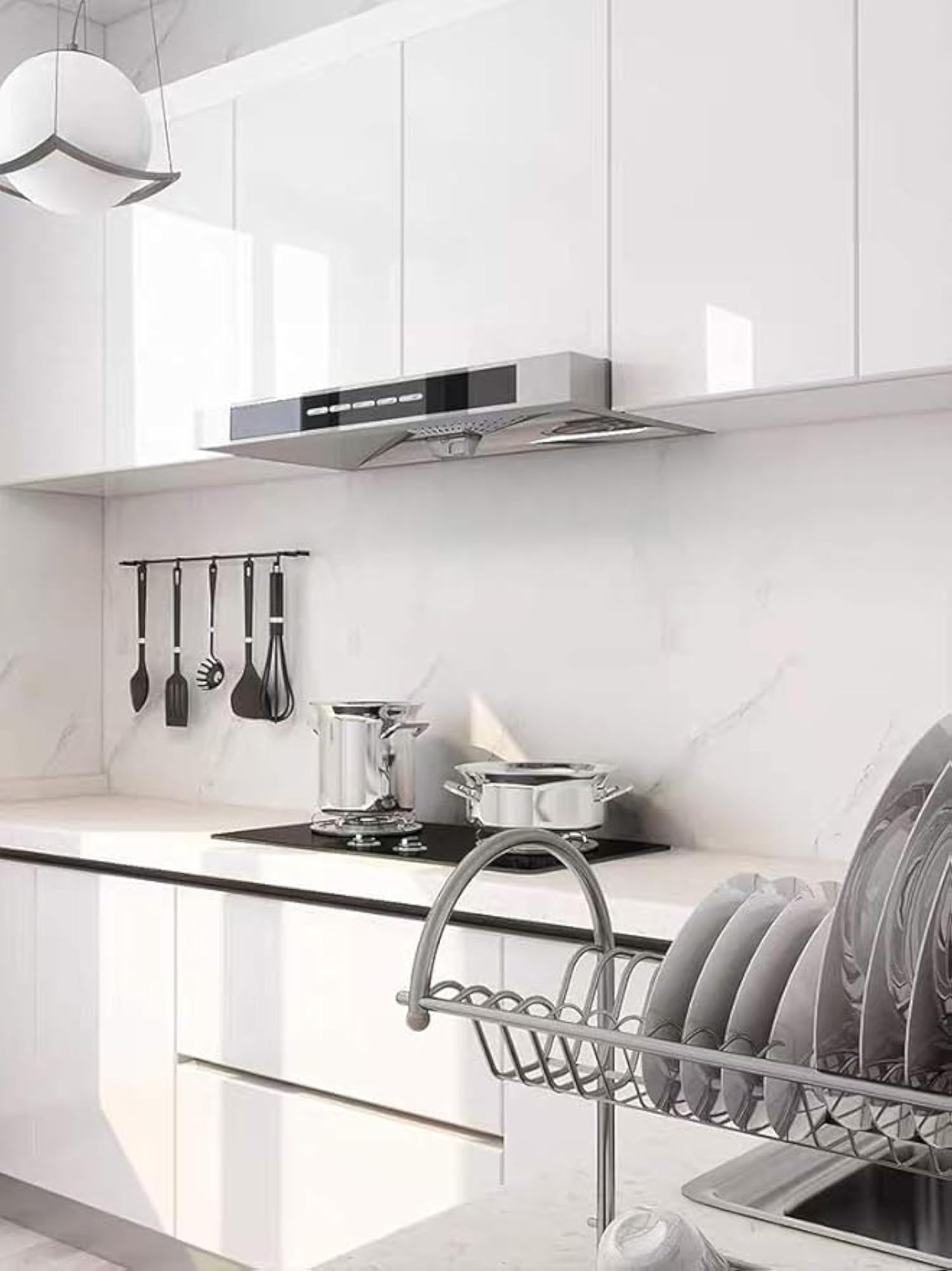 Glossy White Contact Paper for Countertops, Removable