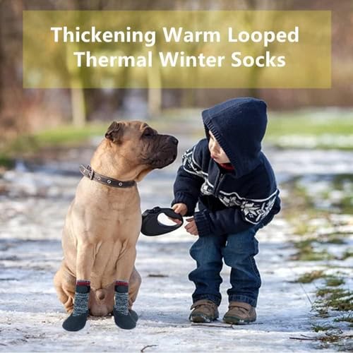 Image of Mihachi Dog Socks Rubber Sole Paw Protectors with Straps Traction Control Anti-Slip Waterproof Boots Winter Paw Protectors
