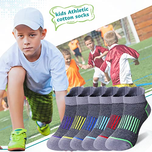 Eyean Boys Athletic Half Cushioned Ankle Socks Kids Cotton Sport Low Cut Socks 6 Pairs2