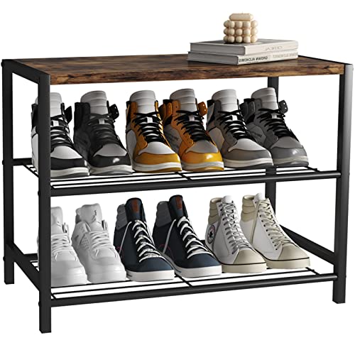 JEROAL Shoe Rack for Entryway, 3 Tier Shoe Rack, Small Entryway Table with Shoe Rack,Metal Industrial Shoe Storage Organizer for Closet Bedroom Living Room Garage JEROAL Shoe Rack for Entryway, 3 Tier Shoe Rack, Small Entryway Table with Shoe Rack,Metal Industrial Shoe Storage Organizer for Closet Bedroom Living Room Garage