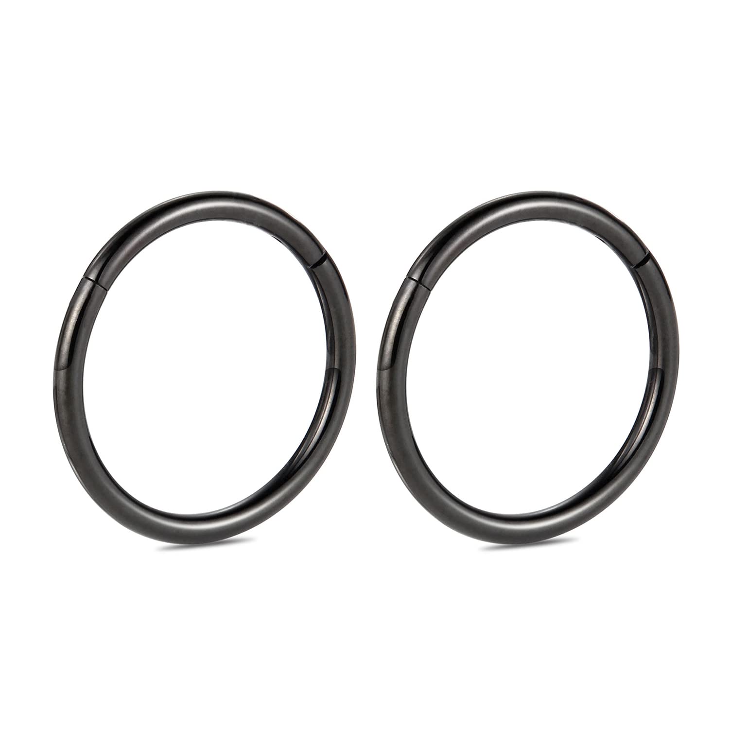 hengkaixuan 2Pcs Titanium Nose Hoop Rings Hinged Segment Clicker Rings Cartilage Helix Lip Tragus Conch Piercing Jewellery Sleeper Earrings Septum Lobe Hoop Earrings