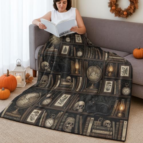 Couverture en flanelle douce motif tête de mort style gothique