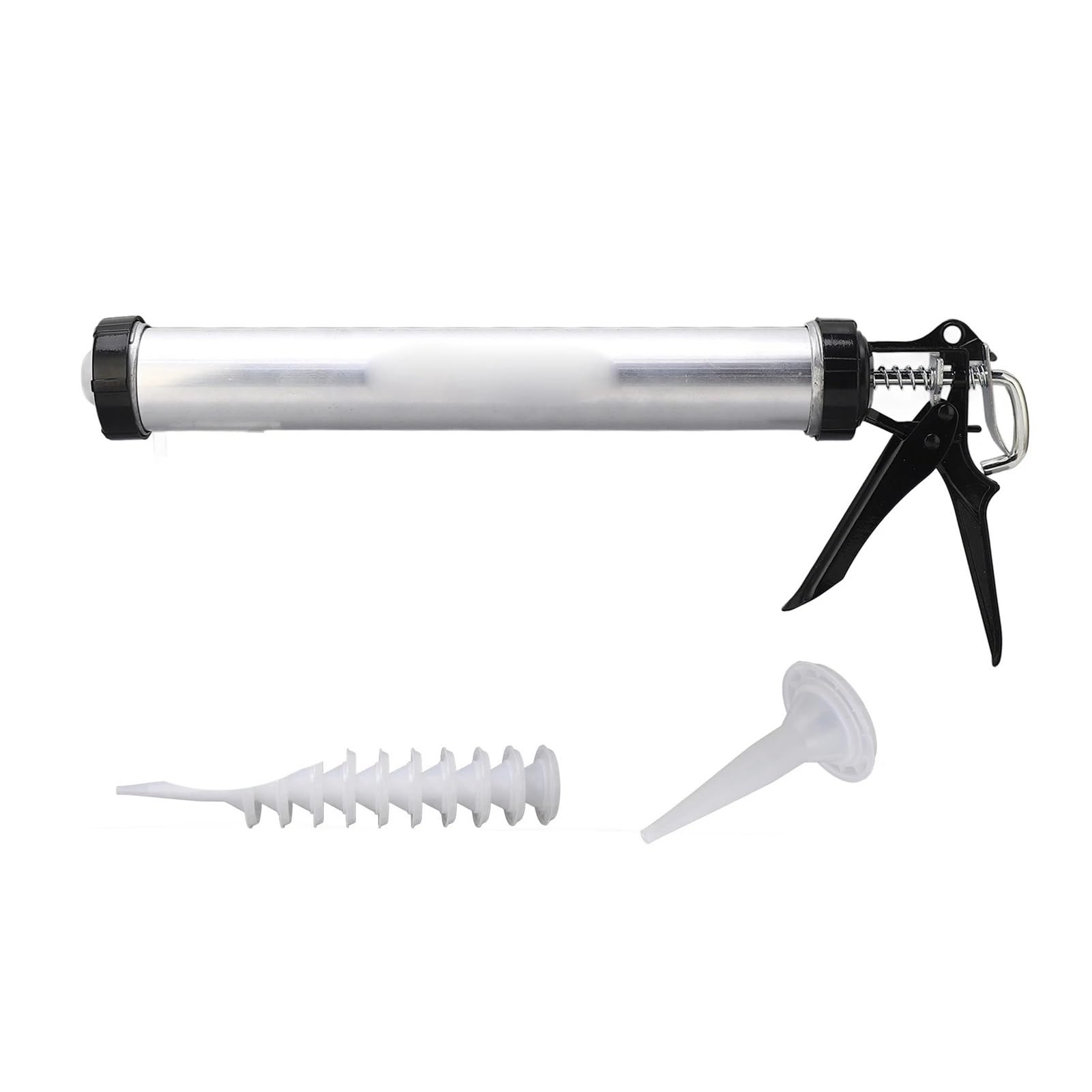 Bcxzppqdl Silver 1Pc Aluminum Tube Silicone Air Caulking Gun 600Ml Caulk Tool With 10 Nozzles Caulking Tools