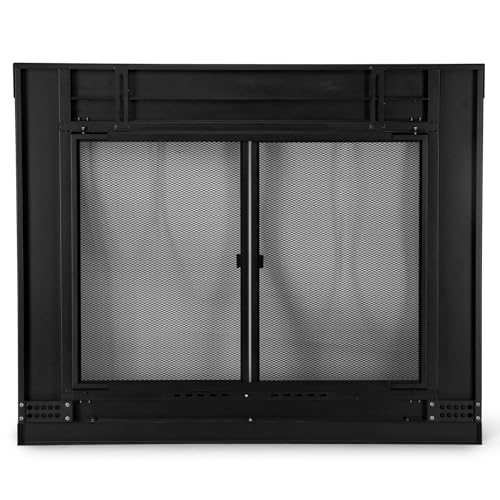 Image of Stanbroil Fireplace Glass Cabinet-Style Door, Black, Large