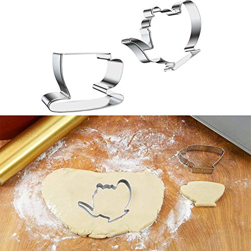 Tea Cookie Cutter Set, 5 Pieces Teapot Teacup Cookie Cutters Kit Stainless Steel Metal Cupcake And Princess Dress Molds Cutters For Tea Party Cake Decorations #TOP5