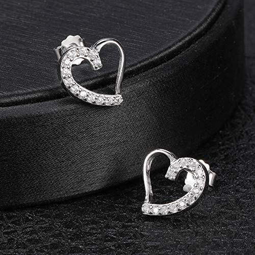 Aoedej Open Heart Stud Earrings 925 Sterling Silver Earrings Inlay Cz Stone Girls And Women Earrings (Heart Style 3) (Style 1) #TOP4