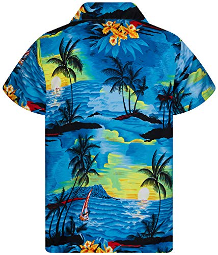 KING KAMEHA Funky Casual Hawaiian Shirt for Kids Boys and Girls Front Pocket Shortsleeve Unisex Pineapple Flowers Print2