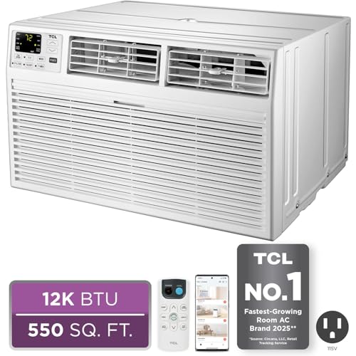 Image of TCL H12T9E1-A 12,000 Smart Through-The-Wall Air Conditioner, Fan & Dehumidifier, 550 Sq. Ft, Remote Control, Compatible with Alexa /Google Assistant, 12000 BTU, White