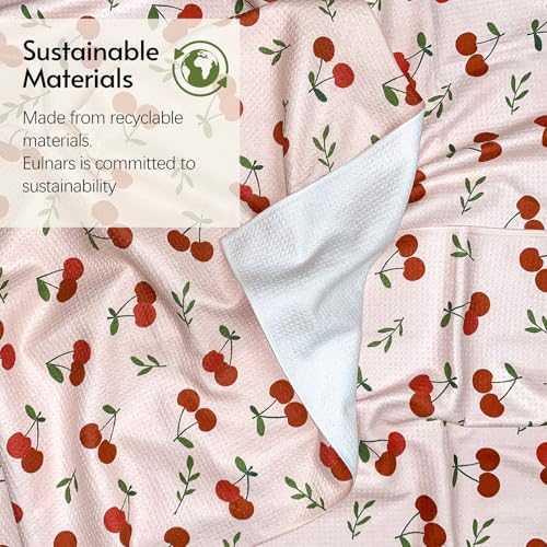 Image of Eulnars Kitchen Towels, Premium Dish Towels for Kitchen Drying, 18 inch x 30 inch Microfiber Kitchen Towel Set, Quick Dry Tea Towels, Watercolor Lemon Series, 2-Pack