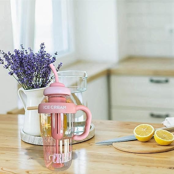 Image of MAKE A WISH Ice Cream Theme Sipper Bottle, BPA-Free Stylish Water Bottle, Fruit Detox Bottle for Girls,Kids Water Bottle. (1200 ML) (MULTICOLOR)