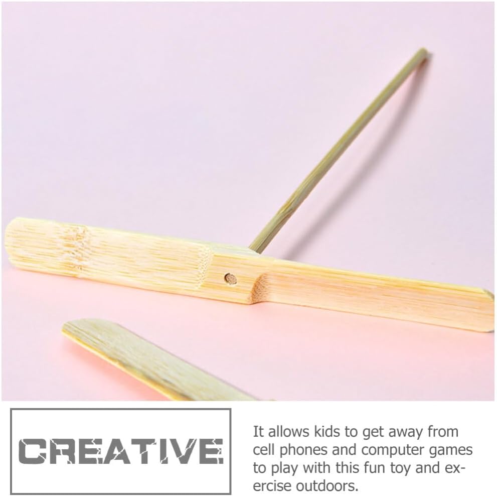 Totority Hand Rub Propeller 20pcs Flying Hand Helicopter Toy Wooden Dragonfly Toy Novelty for Outdoor Kids Party Favors Returning