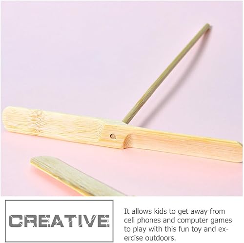 Miniatura 4 de Hélice de frote de mano, 20 piezas, helicóptero de mano voladora, juguete de libélula de madera, juguete giratorio lanzador de disco volador,