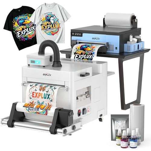 Image of EXPLUX A4 DTF Printer XP600 Printhead L8058 Bundle with Shaker Dryer | 3-Min Fast Printing, Built-in White Ink Stirring System, Anti-Clogging, Film Cutter, Easy Setup for Custom Apparel Beginners