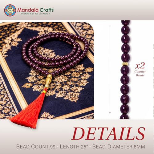 Image of Mandala Crafts Tasbih Muslim Prayer Beads 99 for Men & Women - Islamic Rosary Misbaha Tasbeeh Sibha - Zikr Dhikr Subha Beads for Ramadan Eid Gift