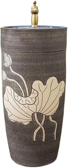 Pedestal Sinks Ceramic Column Sink Wash Basin Home Bathroom Outdoor Garden (A)