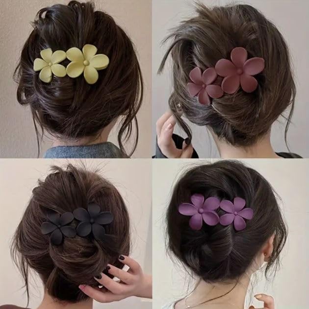 Juda Hair Clips/Big Flower Bow, Matte Floral Hair Accessories for Long Thick Hair, Back Clip for Girls, Hair Clips with Flowers, Hair Clips with