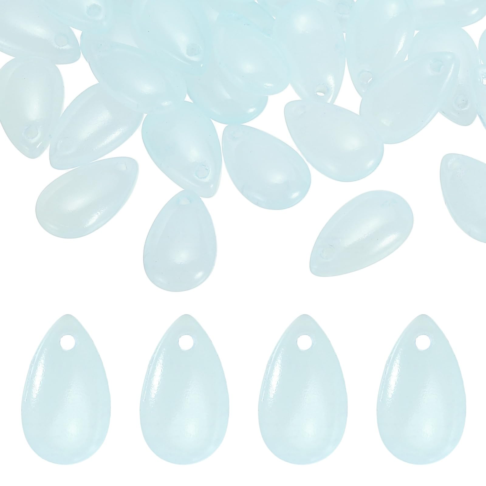PATIKIL Teardrop Beads, 100Pcs Crystal Tear Drop Top Drilled Pendants Charm Teardrop Czech Glass Beads for DIY Jewelry Making Bracelets Necklace Earrings Craft, Sky Blue