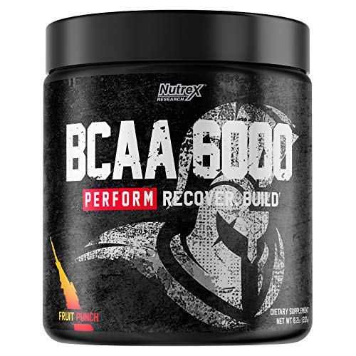 Nutrex Research BCAA Powder 6000 | 6 Grams of BCAAs Amino Acids | Proven BCAA 2:1:1 Ratio of L-Leucine, L-Isoleucine, L-Valine for Muscle Recovery, Growth, Performance | Fruit Punch 30 Servings