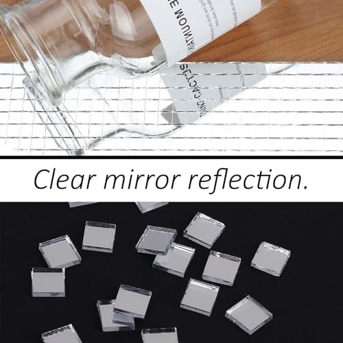 960 Stück Spiegel Mosaik Selbstklebend,Mini Mosaikfliesen Selbstklebend,Mosaiksteine zum Basteln,5 x 5 mm Glas Spiegelmosaik für DIY Kunsthandwerk Dekoration - Quadrat,Silber