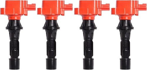 ENA Juego de 4 bobinas de encendido rojas 2.0L 2.3L L4 compatibles con Mazda 3 6 CX-7 MX-5 Miata CX7 MX5 2006 2007 2008 2009 2010 2011 2012 2013