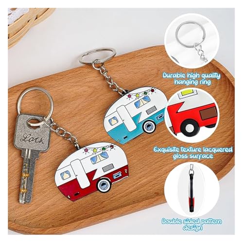 Image of Camper Keychain, Upgraded Double-Side Metal Camping Key chain, Couples RV Accessories Set of 2 for Men Women