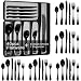 JUNLIN 49 Pieces Black Silverware Set with Steak Knives, Stainless Steel Silverware with Organizer Flatware Utensils Set for 8, Forks and Spoons Silverware Set Cutlery Set