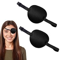 2 Pcs Eye Patch for Adults Kids,3D Adjustable Eye Patches for Amblyopia Lazy Pirate Costume(Black)