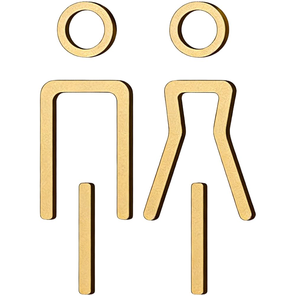 GORGECRAFT Men and Women Restroom Signs Gold Acrylic Adhesive Backed Restroom Door Signs Bathroom Identification Toilet Figure Signage Stickers for Home Office Restaurant Business Public Wall Door Use