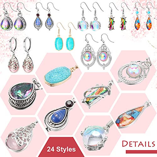 24 Pairs Crystal Teardrop Dangle Earrings Cubic Zirconia Hoop Earrings Boho Threader Earrings Set For Women Girls Christmas (Vintage Style) #TOP2