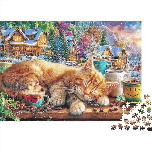 Puzzle de gato de 1000 piezas para relajarse en casa, juguete desafiante sostenible