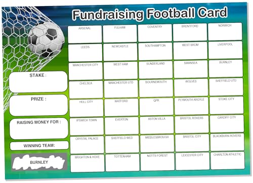 10 x A5 Name The Football Team Fundraising Scratch Cards - 40 Squares - Thick 330gsm Card - UK Made
