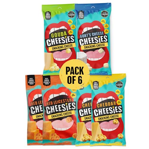 CHEESIES | Crunchy Snacking Cheese Keto Snack | Variety Pack | 100% Cheese | Sugar Free, Gluten Free, No Carb | High Protein and Vegetarian | Crunchy, Baked and Tasty | Multipack (20 g (Pack of 6))