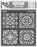 CrafTreat Reusable Moroccan Tile Stencil for Painting on Wood, Canvas, Paper, Fabric, Floor, Wall and Tile - Moroccan Tiles - 6x6 Inches - DIY Art and Craft Stencils - Stencil Tile Pattern